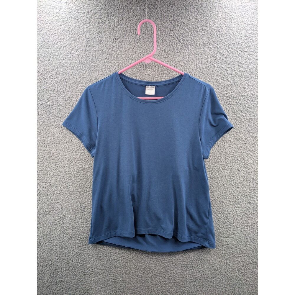 Athleta Blue Air Out Cinch Tee Women's Medium Short Sleeve Tshirt Yoga 533397